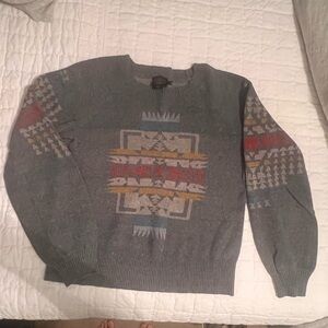 Pendleton Gray Multicolor Patterned Crewneck Sweater